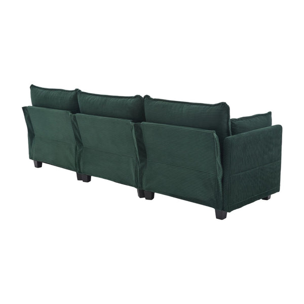 English Elm United We Win Modular Corduroy Sectional with Ottoman Low Profile Living Room Couch Emerald W1568S00257