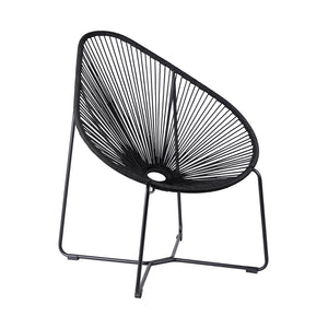 English Elm Lirren Steel Papasan Lounge Chair with Woven Rope Seat, Indoor/Outdoor Durable Design, No Assembly Required Black B2736P354306