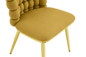 English Elm Ergonomic Velvet Accent Chair Tufted Bubble Weave Gold Legs Glam Seating W3875P446138