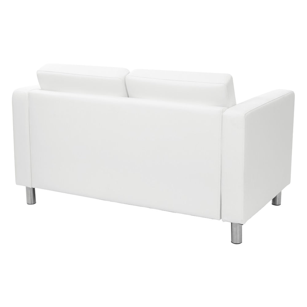 OSP Home Furnishings Pacific Faux Leather 2-seater Loveseat with Chrome Legs for Modern Living Spaces Snow PAC52-R101