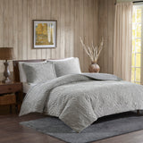 Woolrich Teton Lodge/Cabin Embroidered Plush Quilt Set WR13-2059 Grey