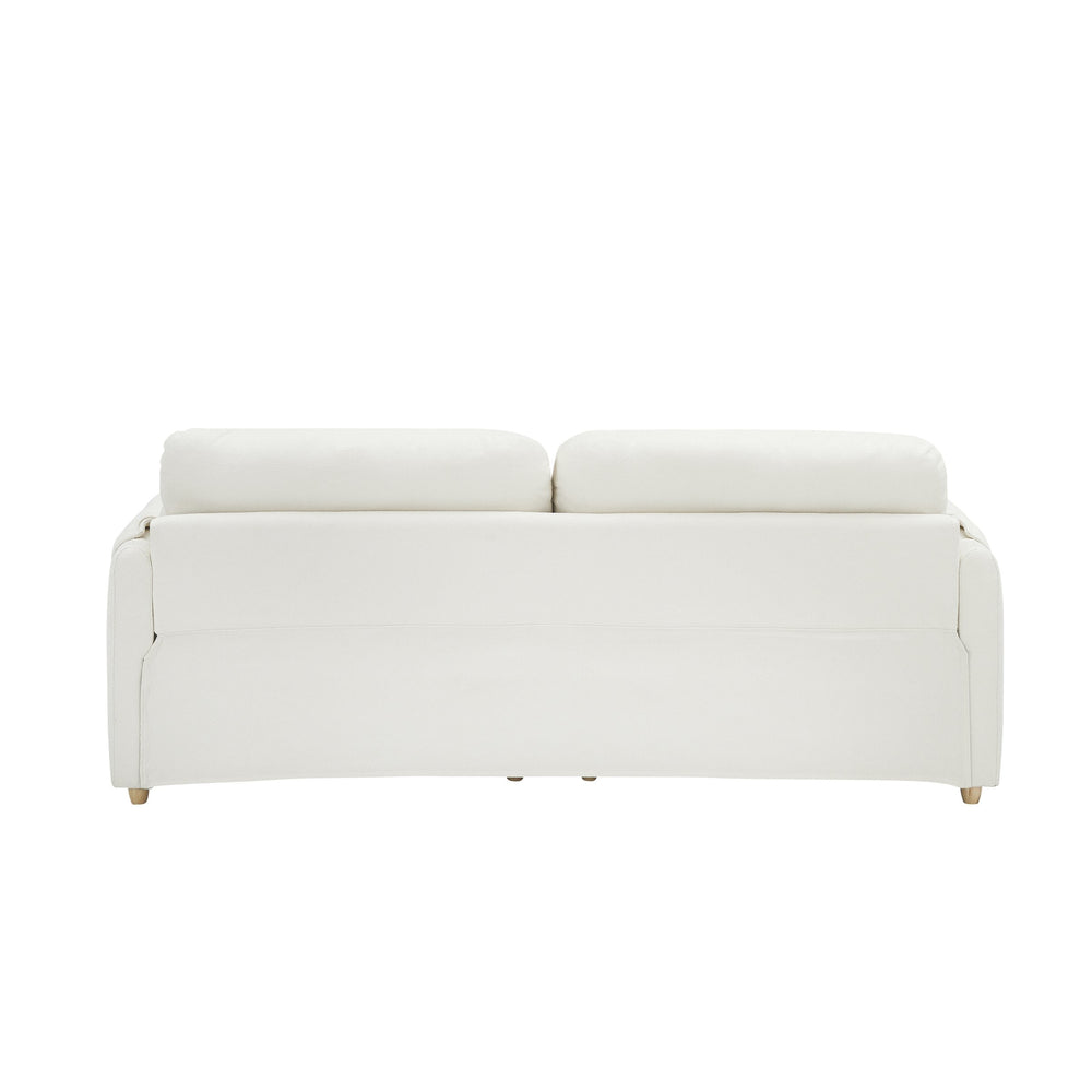 English Elm 79.50" Modern Teddy Cotton-Linen Sofa With Sleek Metal Legs & Trim - Stylish 3-Seater In Beige W3356S00028