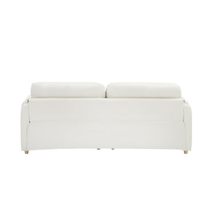 English Elm 79.50" Modern Teddy Cotton-Linen Sofa With Sleek Metal Legs & Trim - Stylish 3-Seater In Beige W3356S00028