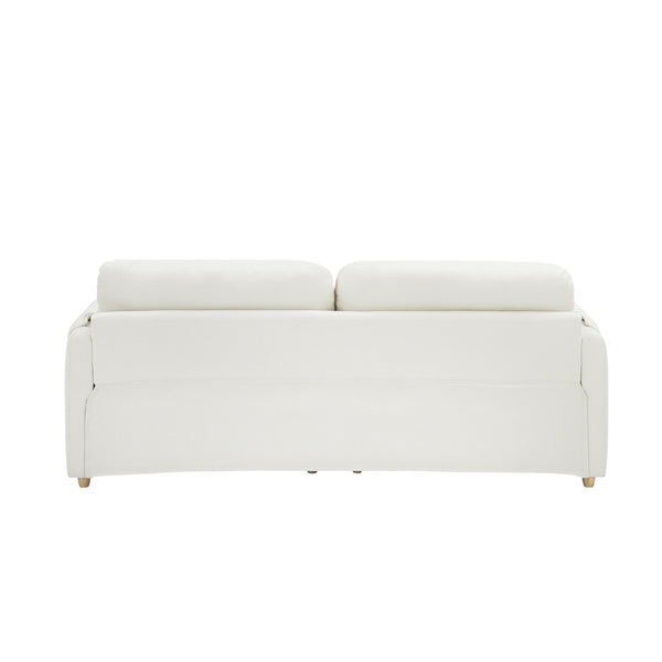 English Elm 79.50" Modern Teddy Cotton-Linen Sofa With Sleek Metal Legs & Trim - Stylish 3-Seater In Beige W3356S00028