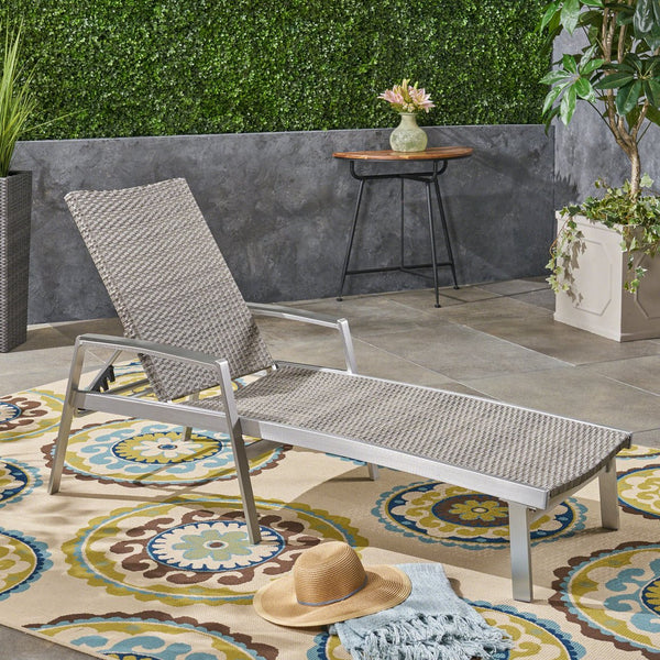 English Elm Christopher Knight Home® - Oxton Outdoor Chaise Lounge - Stylish Grey Mesh Seating For Ultimate Comfort & Relaxation By Poolside N775P210067G