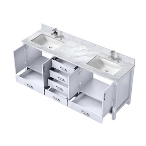 English Elm White 80" Double Bath Vanity with Carrara Marble Top, Soft-Close Drawers, Chrome Faucet Set, Durable B2731P259121
