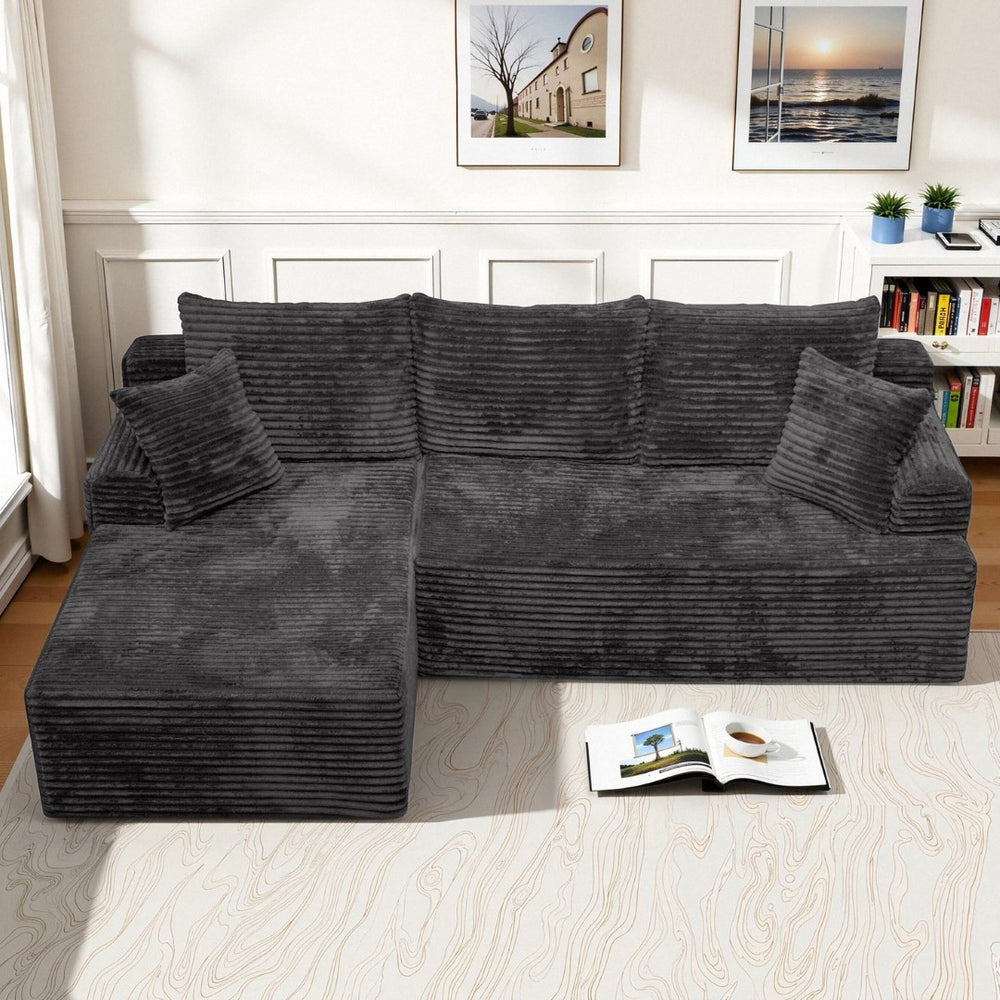English Elm Modern Chenille Sectional Sofa with Chaise Configurable Modules for Living Room Lounging W3653P443556