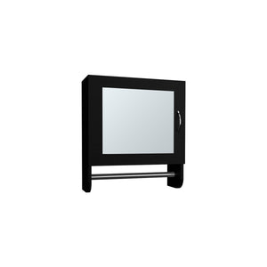 English Elm BOTIQ Mirrored Medicine Cabinet with Towel Rack and Two Interior Shelves for Compact Spaces Black 20.3 L x 18.4 W x 2.4 H B070P242492