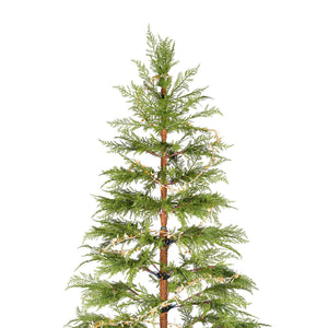 English Elm 6 ft Artificial Christmas Tree with 300 Warm LED Lights, 612 Tips, Hinged PE Branches & Metal Stand N710P181792S