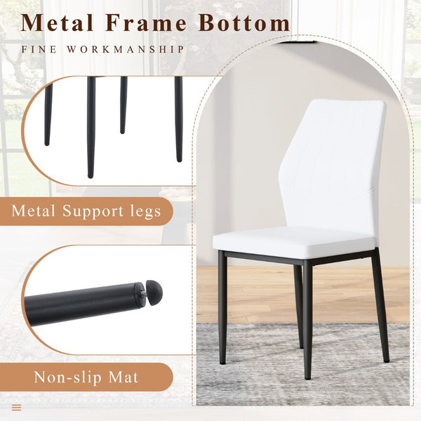 English Elm One 5 Piece Dining Set 63 Inch Table Dark Wood Grain Top with Brown Fabric Chairs Black,White W1151S04435