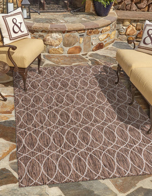 Unique Loom Outdoor Trellis Gitter Machine Made Trellis Rug Brown, Ivory 9' 0" x 12' 0"