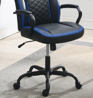 English Elm Blue Faux Leather Office Chair Ergonomic Plush Padding Lumbar Support Adjustable Height Casters B011P366762