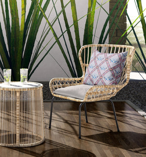 Homeroots 28" X 28" Gray And Pink Blown Seam Geometric Indoor Outdoor Throw Pillow   418061