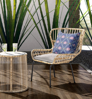 Homeroots 28" X 28" Purple And Pink Blown Seam Geometric Indoor Outdoor Throw Pillow   418086