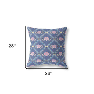Homeroots 28" X 28" Purple And Pink Blown Seam Geometric Indoor Outdoor Throw Pillow   418086