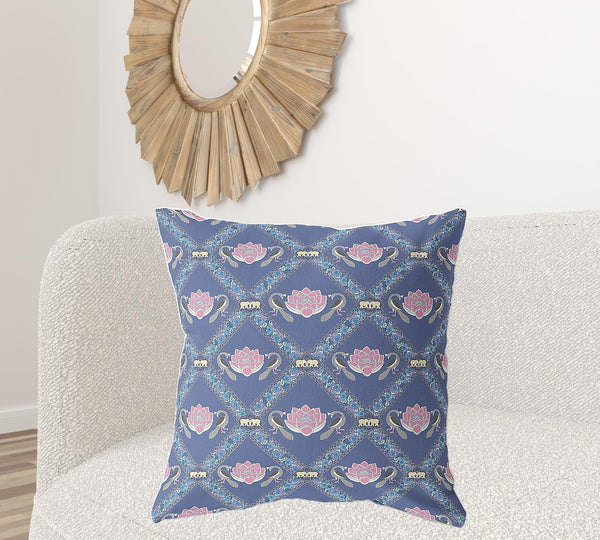 Homeroots 28" X 28" Purple And Pink Blown Seam Geometric Indoor Outdoor Throw Pillow   418086