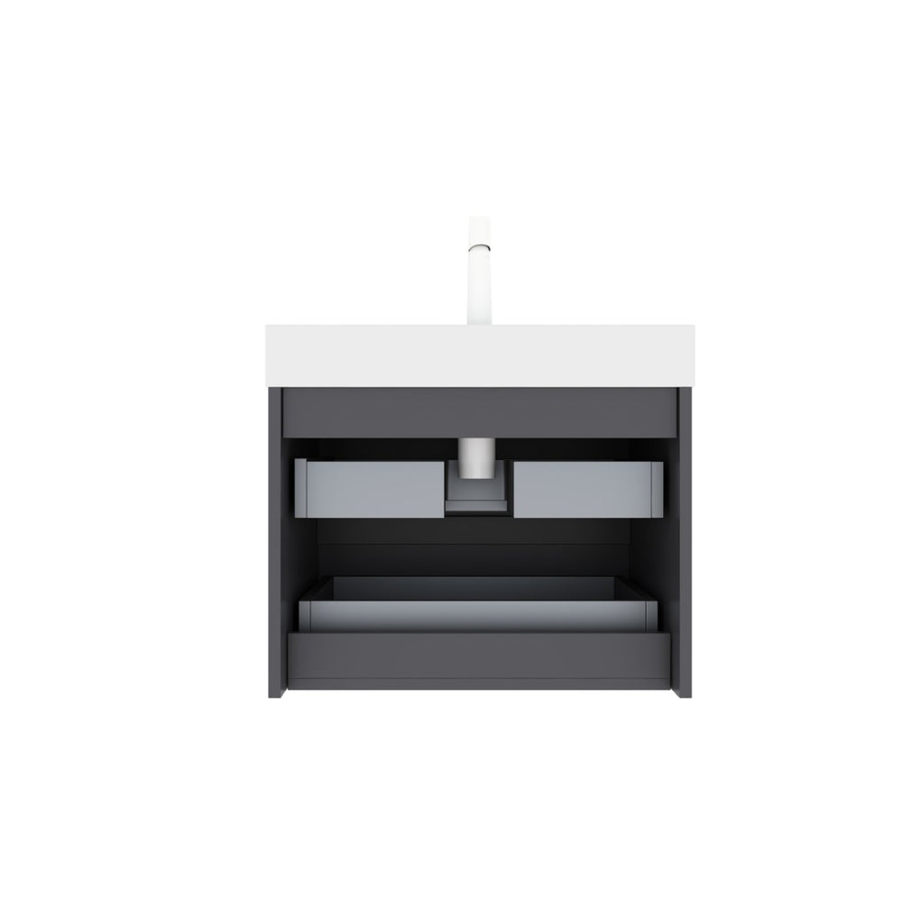 English Elm Veno Floating Wall Mounted Bathroom Vanity Cabinet Plywood Two Drawer Matte Gray W2615P200078