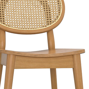 English Elm Rachel Kiln-Dried Beech Wood Dining Chairs (Set of 2) with Rattan Cane Back, Natural Finish, Eco-Friendly B136P266937