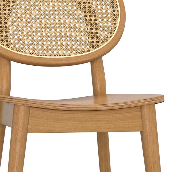 English Elm Rachel Kiln-Dried Beech Wood Dining Chairs (Set of 2) with Rattan Cane Back, Natural Finish, Eco-Friendly B136P266937