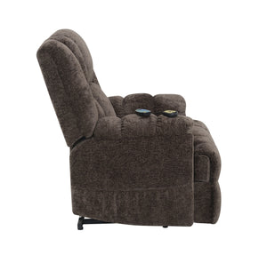 English Elm Pacay Faux Leather Aire Power Recliner with Lift, Heat & Massage, Pocket Coil Seat, Cup Holders Brown 36.3 L x 30.4 W x 25.6 H B2726P245484