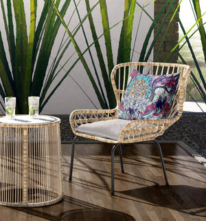 Homeroots 26" X 26" Electric Blue And Blue Blown Seam Geometric Indoor Outdoor Throw Pillow   418110