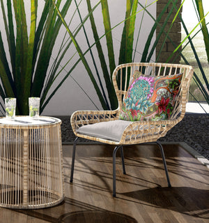 Homeroots 28" X 28" Green And Blue Blown Seam Geometric Indoor Outdoor Throw Pillow   418121