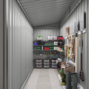English Elm 4x9 Ft Galvanized Steel Lean-to Outdoor Storage Shed with Vented Sloped Roof and Windows W3213P417563
