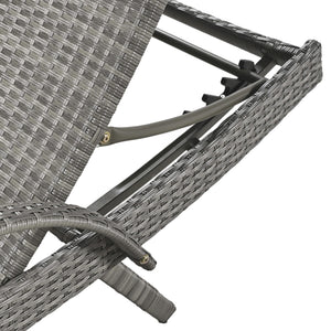 English Elm K&K 80" Outdoor Wicker Chaise Lounge Set of 2 with 2000H UV Wicker, Pull-Out Side Table, 4-Position Recliner Grey WF321204AAE