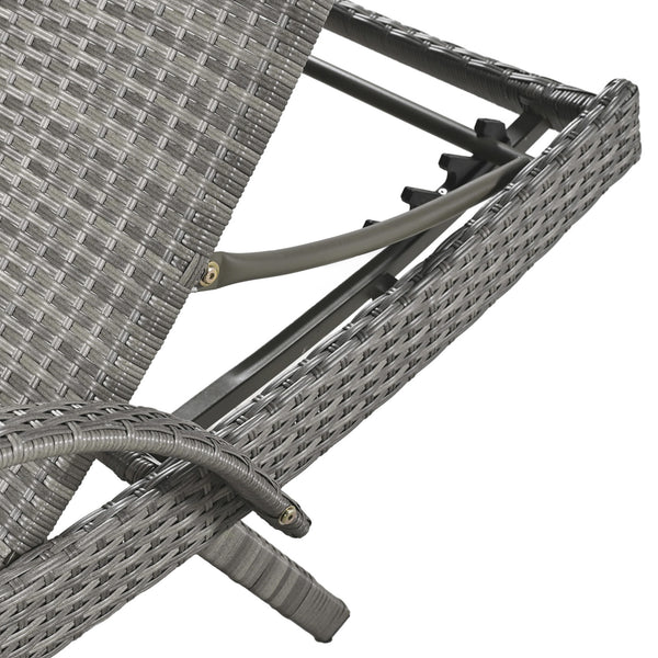 English Elm K&K 80" Outdoor Wicker Chaise Lounge Set of 2 with 2000H UV Wicker, Pull-Out Side Table, 4-Position Recliner Grey WF321204AAE