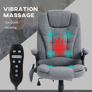 English Elm HOMCOM Executive Massage Office Chair with 6-Point Vibrations, Lumbar Heat, Tilt Recline Comfort Gray W2225P173843