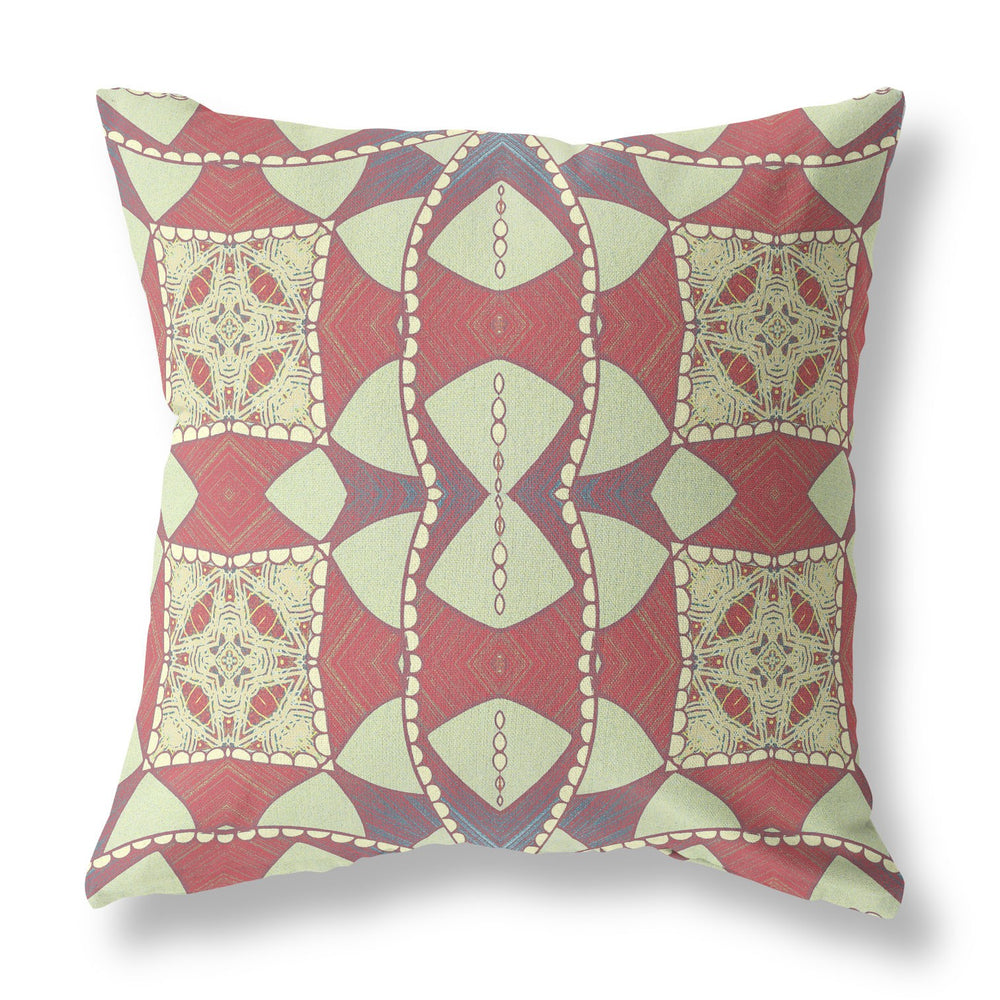 Homeroots 28" X 28" Muted Yellow Blown Seam Geometric Indoor Outdoor Throw Pillow   418171