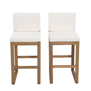 English Elm Christopher Knight Home® - Outdoor Acacia Wood Barstool set brings rustic-modern charm, durable solid wood, water-resistant cushions, easy assembly Light beige,Light Brown 43 L x 24.25 W x 11.5 H N776P285374L