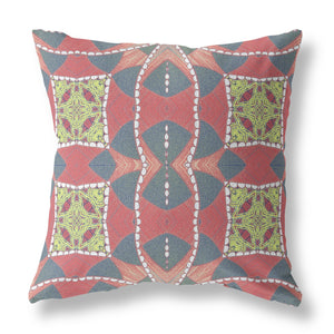 Homeroots 28" X 28" Red And Gray Blown Seam Geometric Indoor Outdoor Throw Pillow   418196