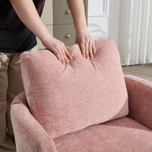 English Elm swivel Chenille Upholstered Office Chair with Metal Turntable, Breathable Durable Wood Frame for Comfort and Style Pink W2120P322756