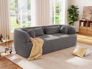 English Elm [new]86" Chenille Cloud Sofa Curved Legless 3-seater with Pocket Springs for Living Room Gray N723P404465E