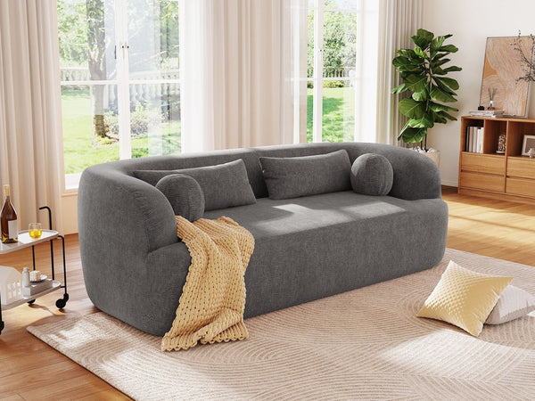 English Elm [new]86" Chenille Cloud Sofa Curved Legless 3-seater with Pocket Springs for Living Room Gray N723P404465E