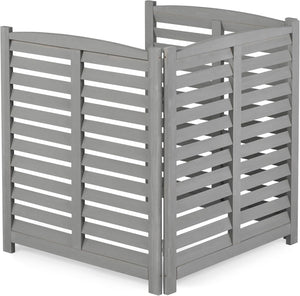 English Elm 3-panel Slatted Wood Outdoor Privacy Screen for Ac Units Trash Enclosures Gardens Grey W2640P272033