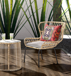 Homeroots 26" X 26" Hot Green Blown Seam Geometric Indoor Outdoor Throw Pillow   418245