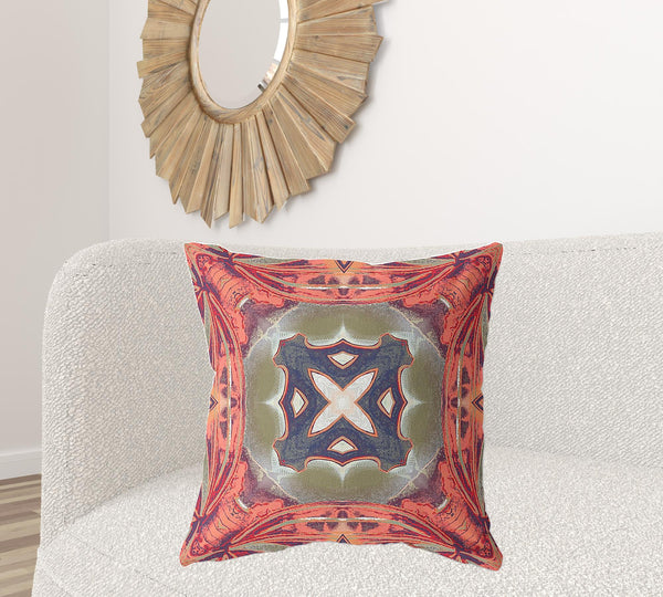 Homeroots 26" X 26" Hot Green Blown Seam Geometric Indoor Outdoor Throw Pillow   418245