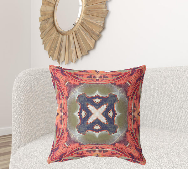 Homeroots 28" X 28" Hot Green Blown Seam Geometric Indoor Outdoor Throw Pillow   418246