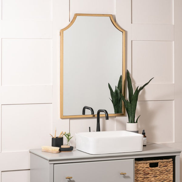 Cooper Classics Simone Rectangular Wall Mirror with Genuine Gold Leaf Frame for Entryways and Living Rooms Gold 41825