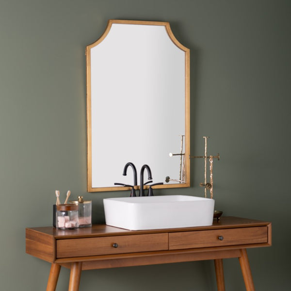 Cooper Classics Simone Rectangular Wall Mirror with Genuine Gold Leaf Frame for Entryways and Living Rooms Gold 41825