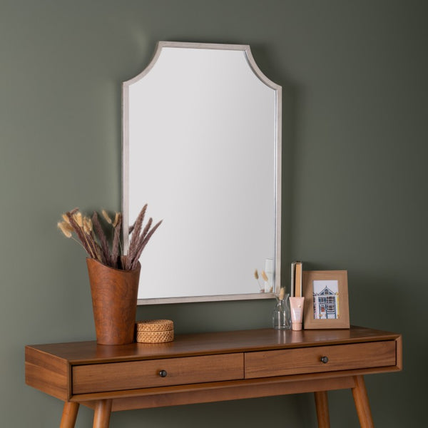 Cooper Classics Simone Rectangular Wall Mirror with Genuine Gold Leaf Frame for Entryways and Living Rooms Silver 41826