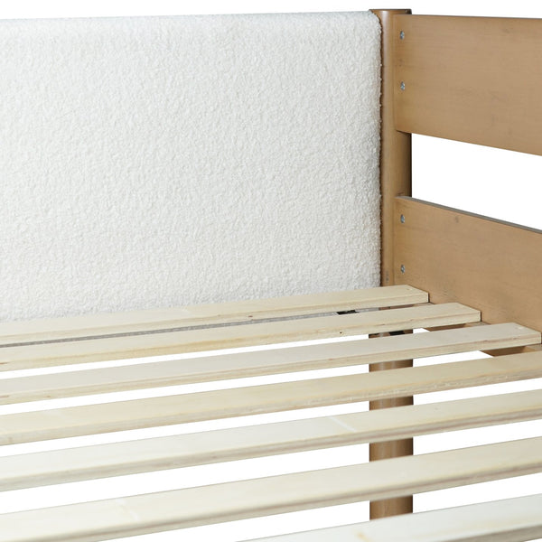 English Elm Twin Triple Rubberwood Bunk Bed with Ladders & Guardrails, Space-Saving Modular Design for Families Natural W504S00183