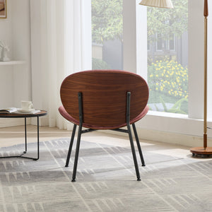 English Elm Mid-Century Shell Chair with Wood Grain Veneer, Curved Wide Seat, Metal-Wood Frame Holds 330+ lbs Bean paste red W1143P214254