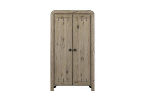 English Elm Armoire in English Knotty Oak Veneer - Solid Wood/MDF, Adjustable Shelves, 3 Drawers, Soft-Close Hinges B2699P409559