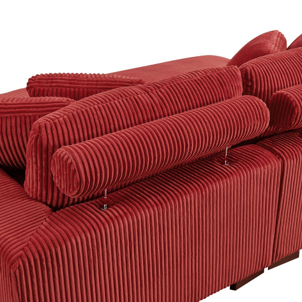 English Elm Large Corduroy Double Chaise Sectional Sofa with Lumbar Support for Spacious Living Rooms Red B2748S00021