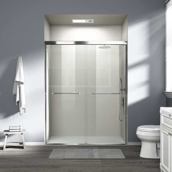 English Elm 56" Frameless Sliding Shower Door Tempered Glass Soft Close Matte Hardware Alcove Fit W1920P385305