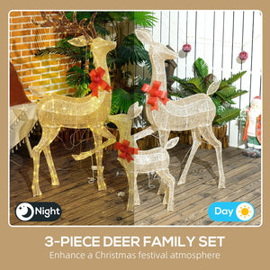 English Elm Outsunny Silver Led Reindeer Family Trio Outdoor Holiday Lawn Decor with Dual Light W2225P249608