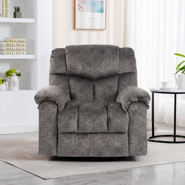 English Elm Swivel Recliner Chair with 8-Point Massage, Lumbar Heat, 360° Swivel, Rocking, USB & Cup Holders Grey W1403P172912